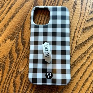 Black and white gingham Loopy case for iPhone 12/12 Pro